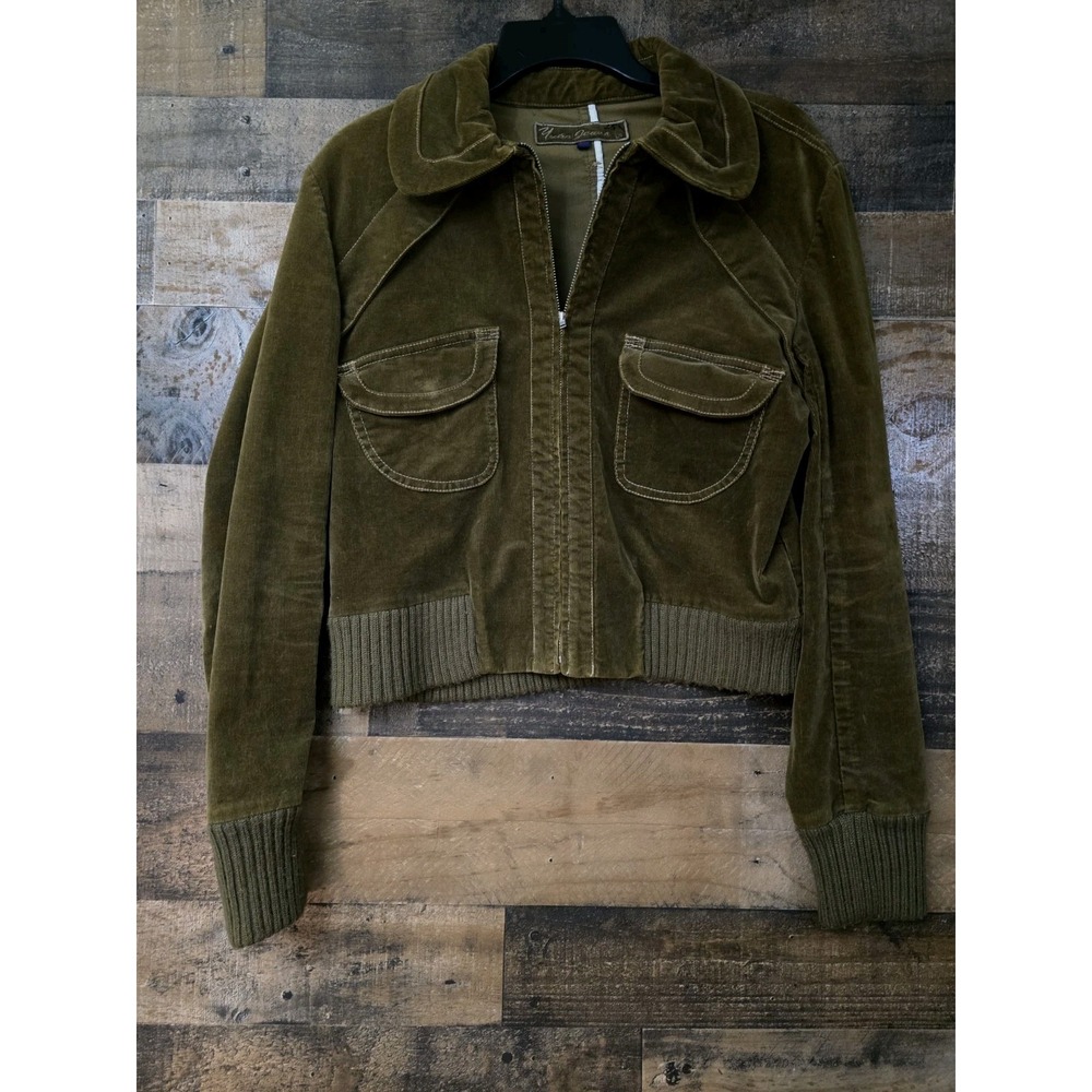Vintage Yuka Jeans Distressed Boho Brown Corduroy Jacket Retro Full Zip Medium